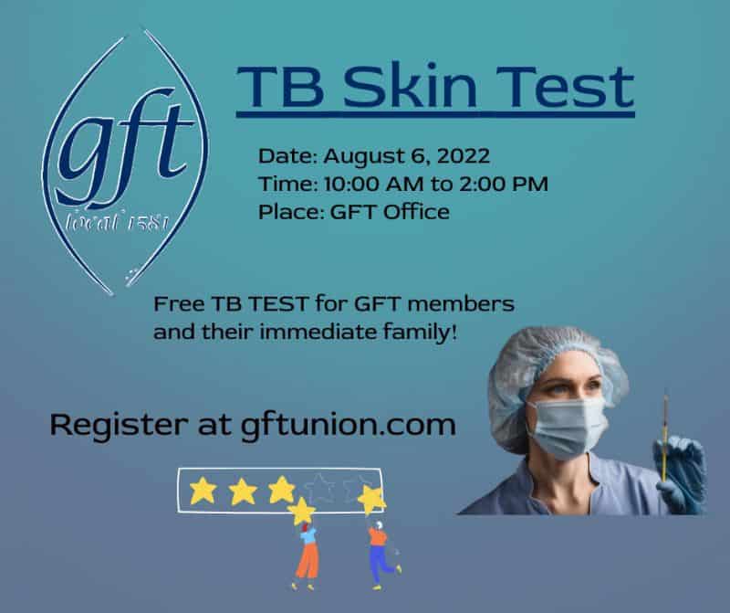 TB Skin Test August 6, 2022 10 AM – 2 PM